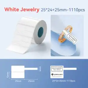 NIIMBOT – K2 / K3 – T25X24+25MM – 1,110 LABELS PER ROLL – WHITE JEWELLERY