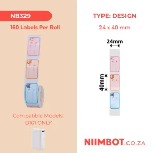 NIIMBOT – D101 ONLY – R24X40MM – 160 LABELS PER ROLL – ANIMAL LEAGUE DESIGN