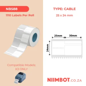 NIIMBOT - K2 / K3 - T25X24+25MM - 1,110 LABELS PER ROLL - WHITE JEWELLERY