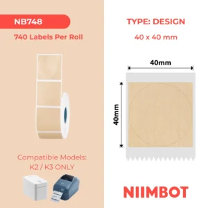 NIIMBOT - K2 / K3 - 40X40MM - 740 KRAFT ROUND LABELS