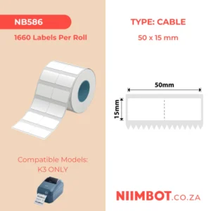 NIIMBOT - K2 / K3 - T50X15MM - 1,660 LABELS PER ROLL - WHITE JEWELLERY