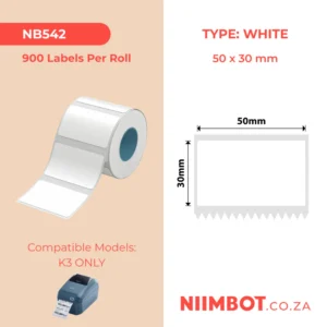 NIIMBOT - K2 / K3 - 50X30MM - 900 WHITE LABELS