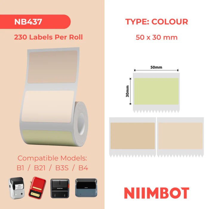 NIIMBOT B1 B21 B3S B4 50X30MM -230 MULTI-COLOUR LABELS