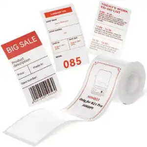NIIMBOT Labels for B21 Pro,Red and Black Printing Labels,Self-Adhesive Sticker Label  (50x90mm) 90 Tapes/Roll,Applies to Store/Clothing Tags/Warning Signs/Name tag-White
