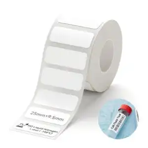 NIIMBOT M2 Liquid Nitrogen Label Stickers(25×9.5 mm), Suitable for Medical Scientific Research Sample Detection Centrifuge Tube, -198°C Freezing Low-Temperature Resistance, 385 Tags/Roll