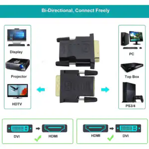 Gold Plated Full HD 1080P Bidirectional HDMI Female to DVI D Male Converter HDMI to DVI Adapter for Laptop Desktop and Monitor