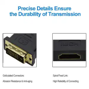 Gold Plated Full HD 1080P Bidirectional HDMI Female to DVI D Male Converter HDMI to DVI Adapter for Laptop Desktop and Monitor