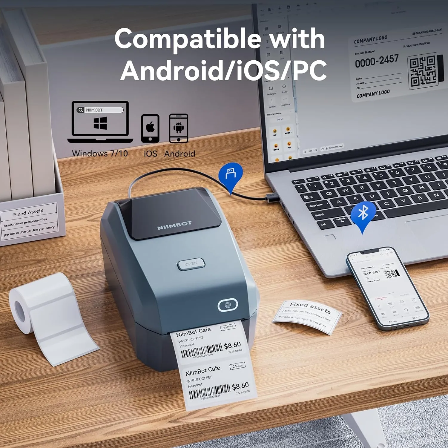 NIIMBOT K3 Smart Desktop Thermal Label Printer – Inkless Barcode & Shipping Printer