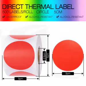 50*50 round red Thermal Waterproof Sticker
