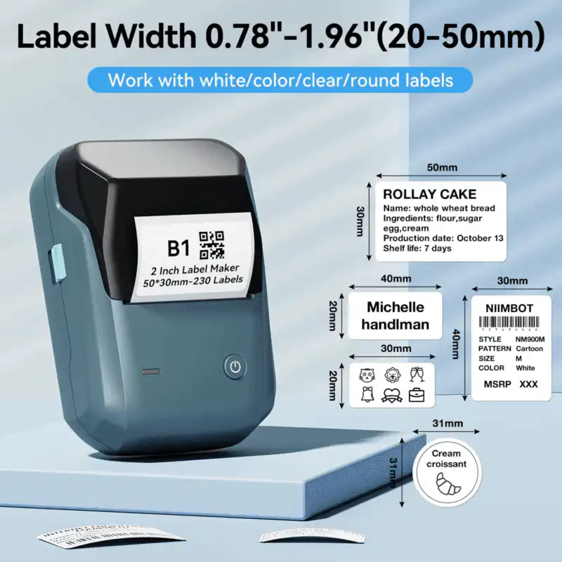 NIIMBOT B1 Bluetooth Label Maker – Portable Inkless Thermal Printer