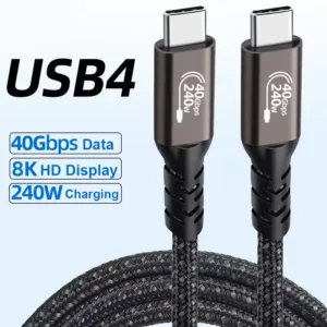 8k 60hz 40Gbps 240W Fast Charging 90 Elbow Type c to c USB4 PVC Data Cable Compatible with Monitor