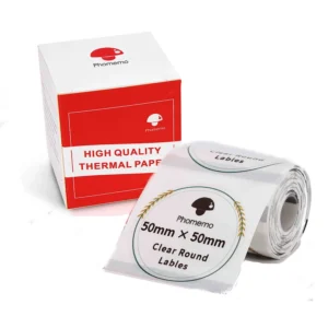 Phomemo Printer Labels 50 X 50mm Transparent Round Flower Frame C Label – 1 Roll (140 labels/per roll) – XY5050-HC