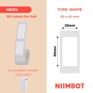 Niimbot D101 only 20X40MM – 160 White Labels