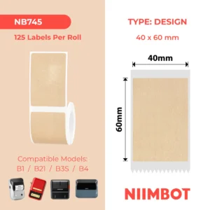 Niimbot B1 B21 B3S B4 40X60MM-125 Kraft Labels