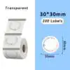 Phomemo XY3030-200HB Transparent Round Labels | 30x30mm (1.18″) Clear Circle Thermal Stickers