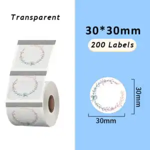 Phomemo XY3030-200HB Transparent Round Labels | 30x30mm (1.18″) Clear Circle Thermal Stickers