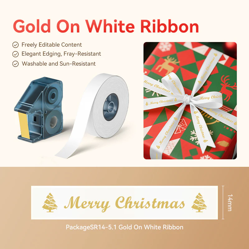 Niimbot N1 Satin Ribbon 14MMX5.1M Gold on Brown RBN (Copy)