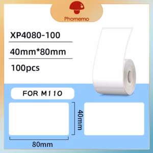 Phomemo XP4080-100 White Rectangle Thermal Labels | 40x80mm (1.57″ x 3.15″) Multi-Purpose Stickers