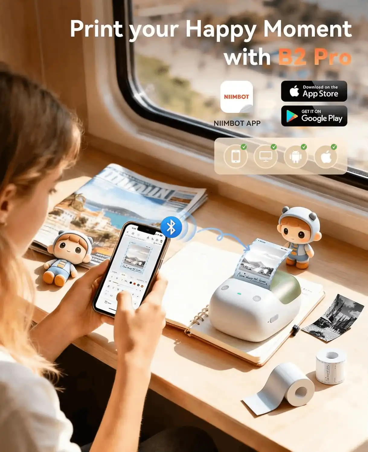 NIIMBOT B2 Pro 300 DPI High Definition, Portable Thermal Label Printer with Fun APP for Photos, Scrapbook, Home,School Oragnization