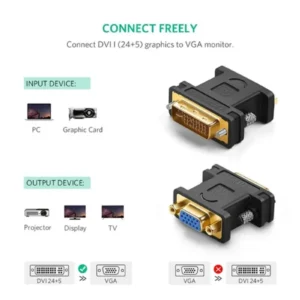 DVI-I 24+5 Pin Male to VGA Female 1080P Converter Adapter for HDTV Monitor Computer  PC  Laptop