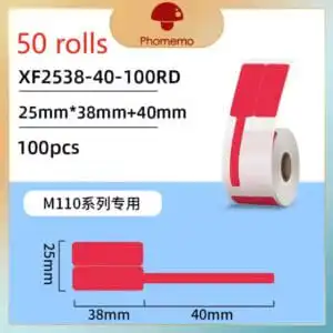 Phomemo XF2538 Cable Label Sticker Red Roll