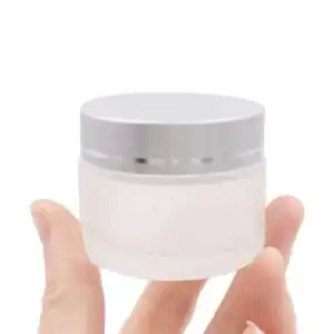 20g Silver Cap Empty Cosmetic Glass Empty Cream Jar Frosted Glass Jar for Skin Care with Lid