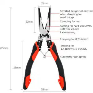 Combination Wire Pliers 10-16AWG Wire Stripper Cutter Wire Stripping Tool and Multi-Function Hand Tool