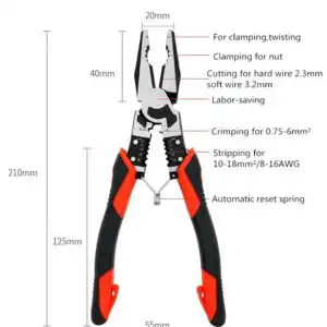 Chrome Vanadium Steel Wire Stripper Crimper Cutter Lineman Pliers Combination Pliers
