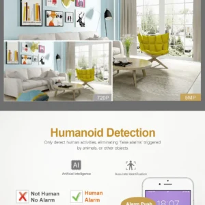 SriHome SP018: (5MP) 5G WiFi Indoor PTZ CCTV Camera – 2K Resolution with Two-Way Audio, Infrared, and Full Color Night Vision