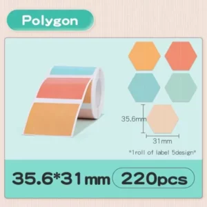 NIIMBOT B Series LABELS 35,6x31mm / 230pcs POLYGON COLOURED
