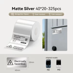 Niimbot M2H M3H ES40x20-345 Label/Roll Matt Silver Thermal Transfer Labels