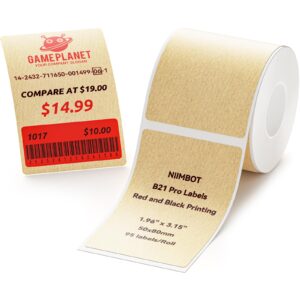 NIIMBOT B Pro Series T50x90mm– 90 Labels/Roll Red & Black Bakery Thermal Labels - Image 3