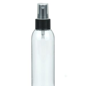 Clear PET Plastic Bottle 250ml with Black 24mm Spray Pump – Complete Packaging Set