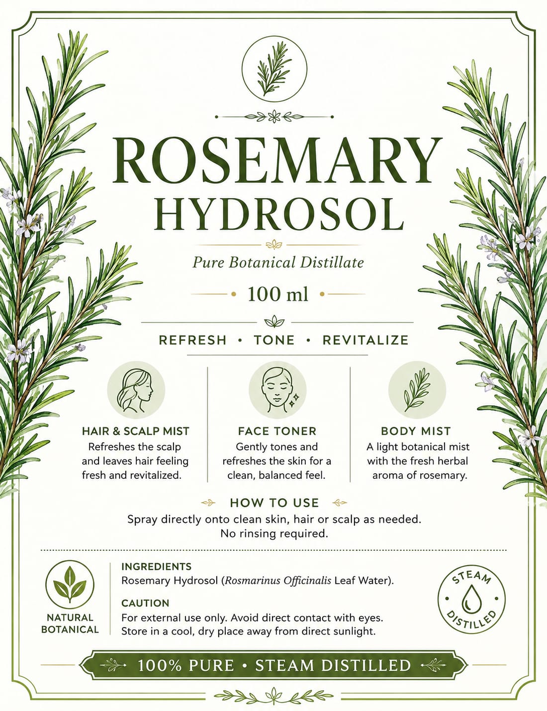 Rosemary Hydrosol 250ml – Natural Hair & Skin Care - Image 2
