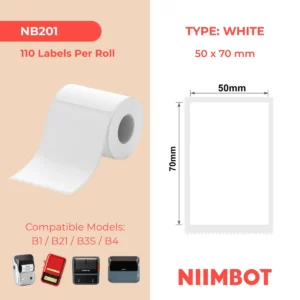 NIIMBOT B Series 50×70mm–110 Labels White Thermal Labels