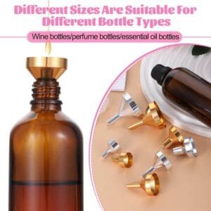 Alternative view of Gold Metal Perfume Filling Funnels – 10-Piece Set for Bottles & Atomizers