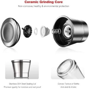 180ml Glass Salt & Pepper Grinder with Stainless Steel Top – Manual Spice Mill - Image 3