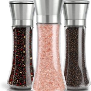 180ml Glass Salt & Pepper Grinder with Stainless Steel Top – Manual Spice Mill - Image 4