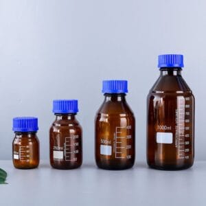 Amber Borosilicate Glass Reagent Bottles with Screw Lid –100ml, 250ml, 500ml & 1000ml