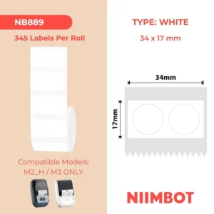 Alternative view of NIIMBOT White Circle Labels 34×17mm – 345 Labels
