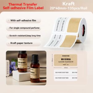 NIIMBOT M2H Kraft Self-Laminating Labels 20×40+25.25mm – 135 Labels per Roll