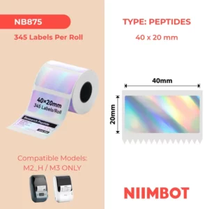 NIIMBOT M2H 40×20mm – 345 Labels Laser Silver Thermal Labels