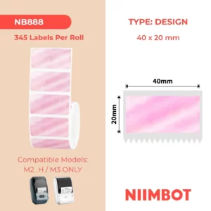NIIMBOT Gradient Pearl Pink Labels 40×20mm – 345 Labels per Roll