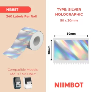 NIIMBOT M2_H Laser Silver Labels 50×30mm – 240 Labels per Roll
