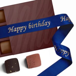 25mm Happy Birthday Satin Ribbon with Gold Print – 100 Yards/Roll - Image 5