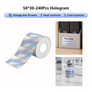 Alternative view of NIIMBOT M2_H Laser Silver Labels 50×30mm – 240 Labels per Roll